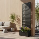 VESTIAMO CASA GIARDINO - Fioriera Rettangolare con Separé Decorativo Nera - h180x60x33 cm - immagine 2