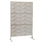 VESTIAMO CASA GIARDINO - Separé Rettangolare in Metallo Tortora con Decoro Ondulato - h186x116x50 cm