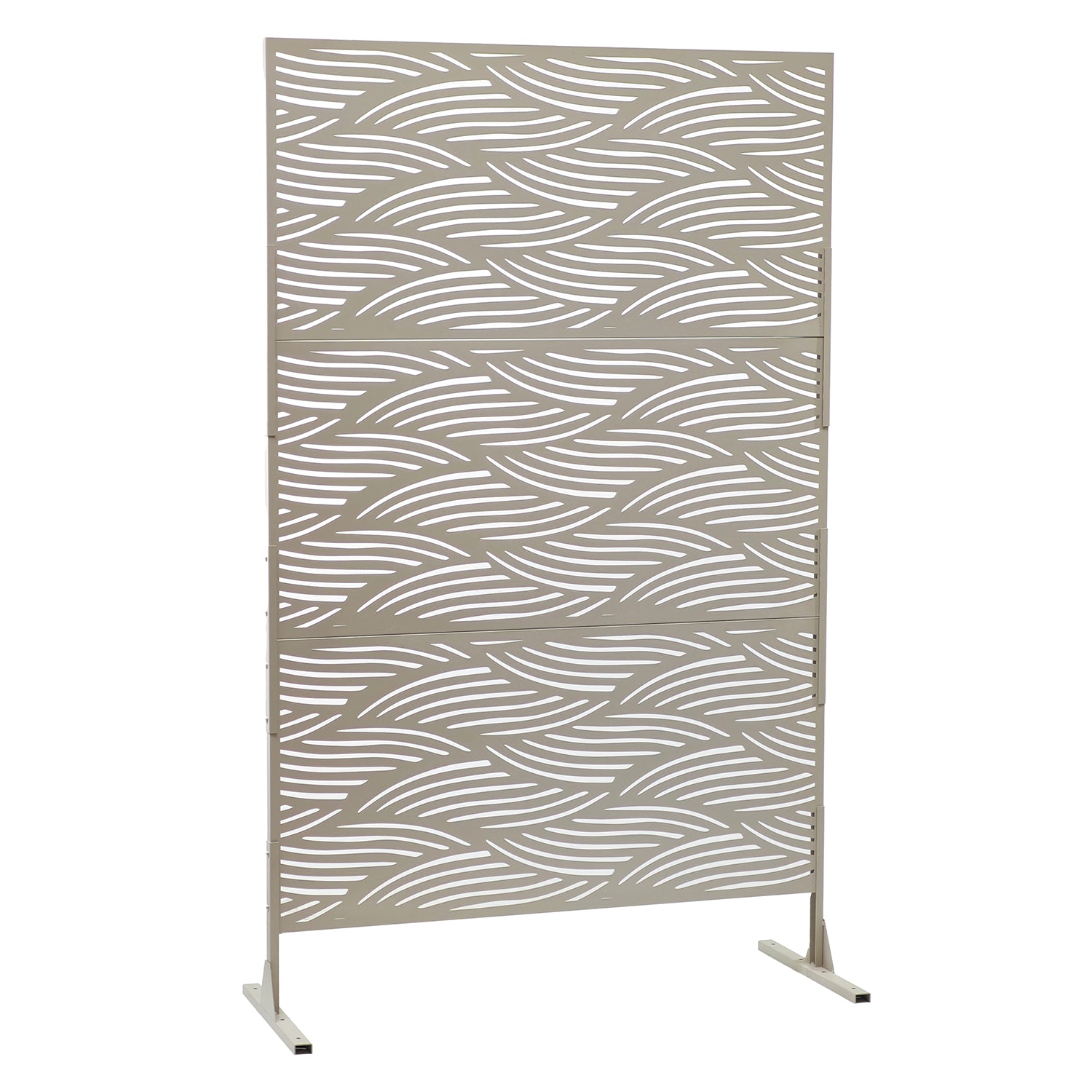 786932-01.jpg VESTIAMO CASA GIARDINO - Separé Rettangolare in Metallo Tortora con Decoro Ondulato - h186x116x50 cm - immagine 1