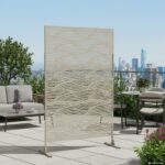 VESTIAMO CASA GIARDINO - Separé Rettangolare in Metallo Tortora con Decoro Ondulato - h186x116x50 cm - immagine 2