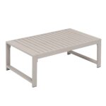 VESTIAMO CASA GIARDINO - Set da giardino 4 pezzi struttura in alluminio Sabbia e braccioli in Polywood con cuscini Beige - Formato da 1 divano, 2 poltrone e 1 tavolino - immagine 4