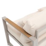 VESTIAMO CASA GIARDINO - Set da giardino 4 pezzi struttura in alluminio Sabbia e braccioli in Polywood con cuscini Beige - Formato da 1 divano, 2 poltrone e 1 tavolino - immagine 6