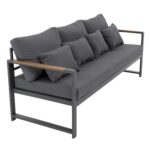 VESTIAMO CASA GIARDINO - Set da giardino 4 pezzi struttura in alluminio Antracite e braccioli in Polywood con cuscini Grigio Scuro - Formato da 1 divano, 2 poltrone e 1 tavolino - immagine 5