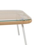 VESTIAMO CASA GIARDINO - Set da giardino 4 pezzi Struttura in Acciaio Bianca, Schienale in Rattan, Top in vetro e Cuscini Tortora inclusi - immagine 3