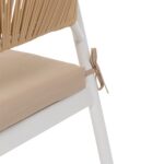 VESTIAMO CASA GIARDINO - Set da giardino 4 pezzi Struttura in Acciaio Bianca, Schienale in Rattan, Top in vetro e Cuscini Tortora inclusi - immagine 7