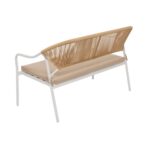 VESTIAMO CASA GIARDINO - Set da giardino 4 pezzi Struttura in Acciaio Bianca, Schienale in Rattan, Top in vetro e Cuscini Tortora inclusi - immagine 8