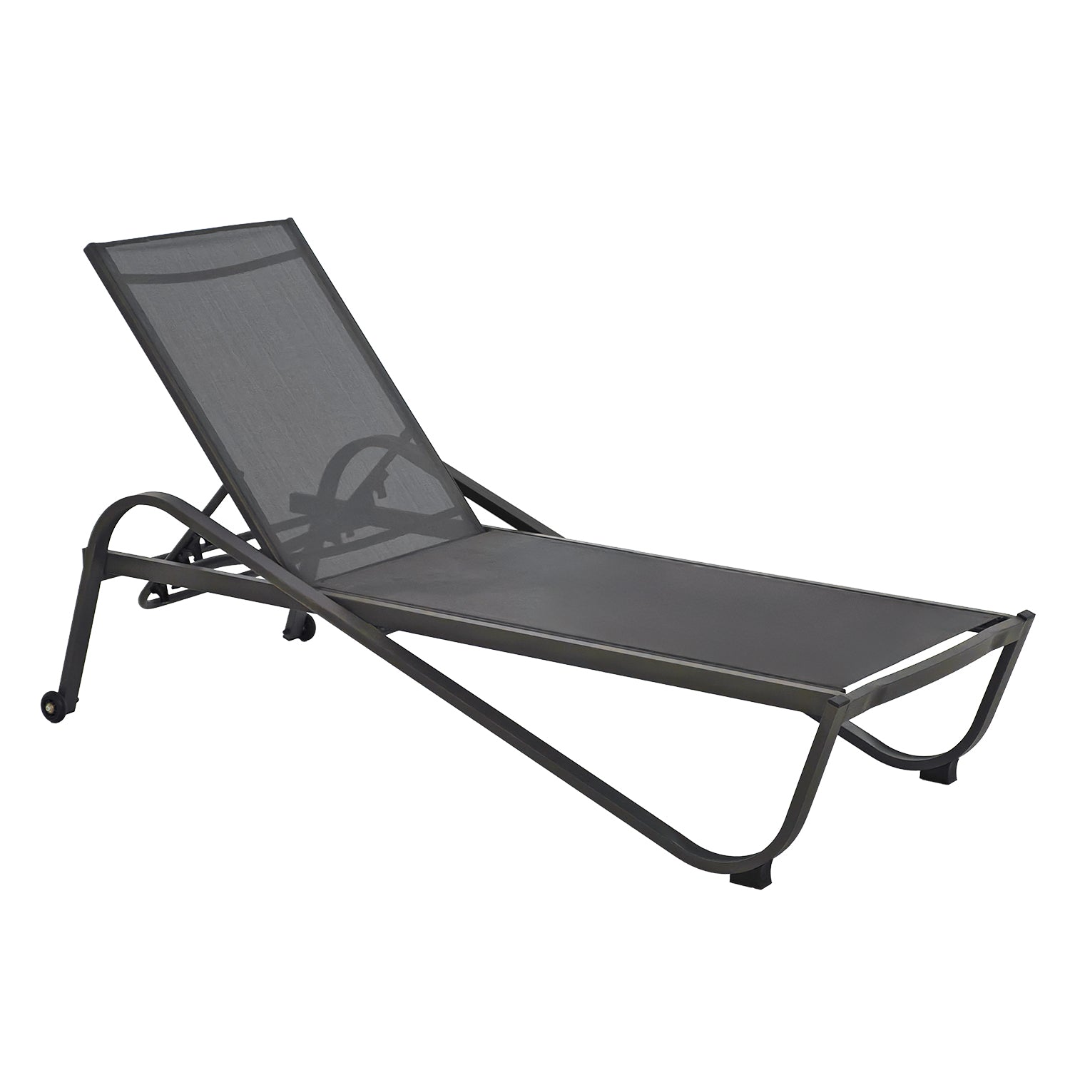 797425-01.jpg VESTIAMO CASA GIARDINO - Lettino Sdraio in Acciaio e Tessuto Antracite con Ruote e Schienale Regolabile h33x193x73 cm - Ideale per Spiaggia e Campeggio - immagine 1