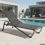 VESTIAMO CASA GIARDINO - Lettino Sdraio in Acciaio e Tessuto Antracite con Ruote e Schienale Regolabile h33x193x73 cm - Ideale per Spiaggia e Campeggio - immagine 2