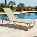VESTIAMO CASA GIARDINO - Lettino Sdraio in Acciaio e Tessuto Tortora con Ruote e Schienale Regolabile h33x193x73 cm - Ideale per Spiaggia e Campeggio - immagine 2