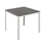 VESTIAMO CASA GIARDINO - Tavolo da giardino in acciaio Bianco con Doghe Effetto Legno Antracite - h74x78x78 cm