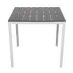 VESTIAMO CASA GIARDINO - Tavolo da giardino in acciaio Bianco con Doghe Effetto Legno Antracite - h74x78x78 cm - immagine 2