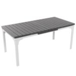 VESTIAMO CASA GIARDINO - Tavolo da giardino allungabile in acciaio con Doghe Effetto Legno - h76x180/240x89,5 cm