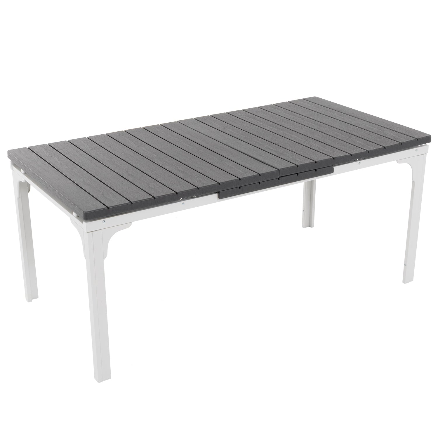 797817A_2.jpg VESTIAMO CASA GIARDINO - Tavolo da giardino allungabile in acciaio con Doghe Effetto Legno - h76x180/240x89,5 cm - immagine 1