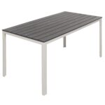 VESTIAMO CASA GIARDINO - Tavolo da giardino in acciaio Bianco con Doghe Effetto Legno Antracite - h74x156x78 cm