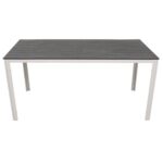 VESTIAMO CASA GIARDINO - Tavolo da giardino in acciaio Bianco con Doghe Effetto Legno Antracite - h74x156x78 cm - immagine 3