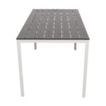 VESTIAMO CASA GIARDINO - Tavolo da giardino in acciaio Bianco con Doghe Effetto Legno Antracite - h74x156x78 cm - immagine 4