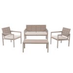 VESTIAMO CASA GIARDINO - Set da giardino 4 pezzi struttura in acciaio Beige con Doghe in HDPE Effetto Legno Tortora