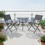 VESTIAMO CASA GIARDINO - Set da giardino 3 pezzi Tavolo con 2 Sedie Richiudibili – Design compatto per Balcone e Giardino - immagine 2