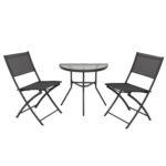 VESTIAMO CASA GIARDINO - Set da giardino 3 pezzi Tavolo con 2 Sedie Richiudibili – Design compatto per Balcone e Giardino