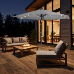 VESTIAMO CASA GIARDINO - Ombrellone da giardino con 32 LED e Pannello Solare Grigio diametro 3 metri - immagine 2