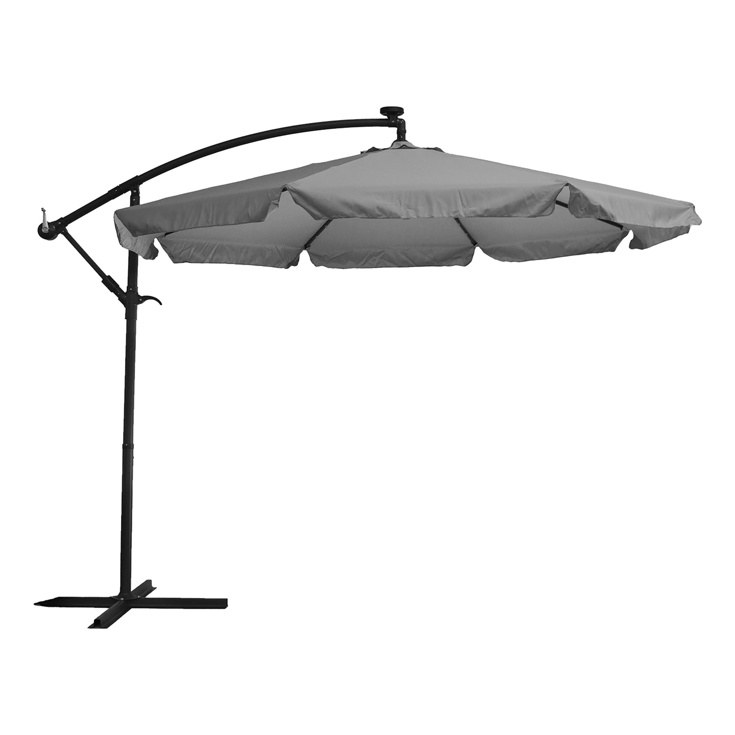 800520.jpg VESTIAMO CASA GIARDINO - Ombrellone da giardino Decentrato con 32 LED e Pannello Solare Grigio diametro 3 metri - immagine 1