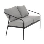VESTIAMO CASA GIARDINO - Set da giardino 5 pezzi struttura in acciaio e top tavolini in metallo con cuscini Grigio Scuro - immagine 5