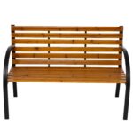 VESTIAMO CASA GIARDINO - Panchina da Giardino 3 Posti in Acciaio e Legno di Abete - h82x120x62 cm - immagine 3