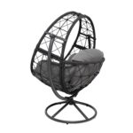 VESTIAMO CASA GIARDINO - Poltrona Dondolo da Giardino in acciaio con rivestimento Effetto Rattan Grigio Scuro e cuscini inclusi - h142x124x90 cm - immagine 5