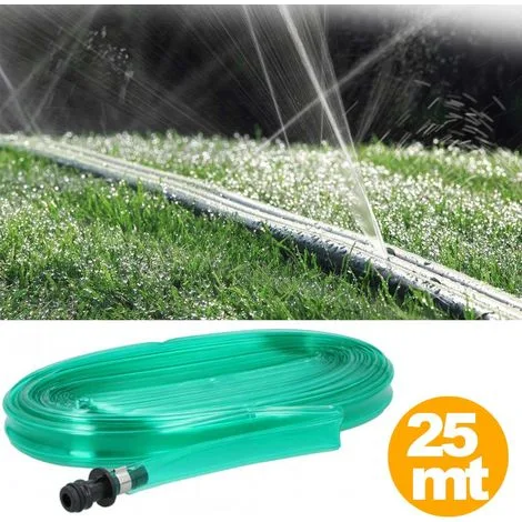 85a9bf2bed2fa79052378da905ac95bebda641f8.jpg Tubo Piatto Microforato 25 Mt Irrigazione Giardino Piante Esterno con Connettore
