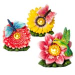 DICTROLUX - Lampada Solare LED Decorativa da Giardino Fiori h13 cm