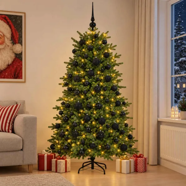 Albero di Natale 210 cm con palline e 300 LED — per esterno riparato