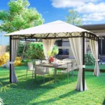 Bakaji – gazebo 3 x 3 m beige con chiusura a zip