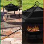 Braciere da giardino nero quadrato parascintille 45x45cm - immagine 3