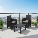 PROGARDEN - Set da giardino Forest 3 Pezzi Antracite Linea Rattan - immagine 2