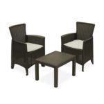 PROGARDEN - Set da giardino Forest 3 Pezzi Marrone Linea Rattan