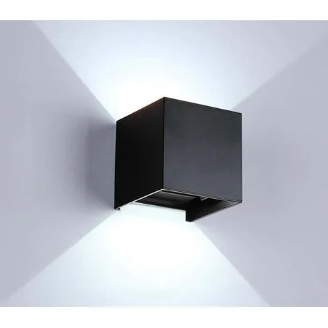Applique Led Cob Lampada Parete 10W Quadrato Nero Luce Fredda Interno Esterno