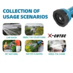 X-COTEC Tubo da Giardino Espandibile, Tubi Dell'acqua, Connettori da 1/2" e 3/4"，10 Ugelli Funzionali，15m/50FT， per l'irrigazione e la Pulizia del Giardino, il Lavaggio Dell'auto