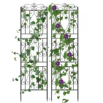 2 Pezzi di Tralicci da Giardino Alti in Metallo Antiruggine per Piante Rampicanti, Recinzione di Supporto per Piante, Accessori Decorativi da Giardino