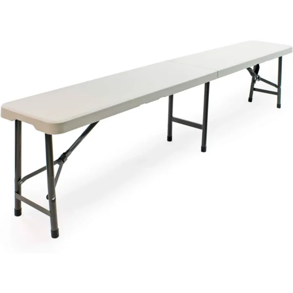 Panca pieghevole portatile in resina 180x29x43 cm Nylon Home Struttura in acciaio Bases in resina Maniglie per il trasporto Chiusura di sicurezza