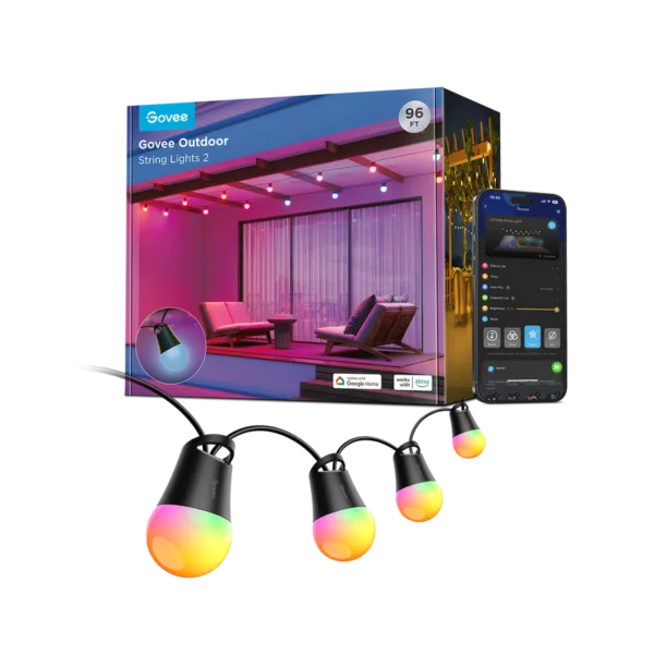 Govee Outdoor String Lights 2 – catena luminosa 30 m, 30 LED