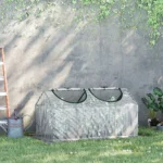 Outsunny serra da giardino, mini serra, 2 finestre con cerniera e avvolgibili, telo in plastica, telaio in acciaio, 120x60x60 cm, Bianco