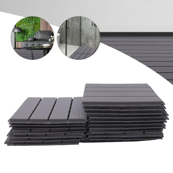 Piastrelle a incastro 30x30 cm in composito plastico per patio, facili da installare, design antiscivolo per uso interno ed esterno