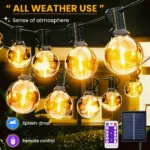 Luci a stringa solari a LED G40 con telecomando, dimmerabili e 8 modalità di lampeggio, luci impermeabili per patio e decorazioni da giardino per esterni