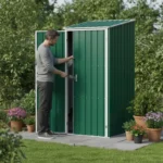 Casetta da Giardino Verde, 87x98x159cm, Telaio in Metallo Zincato, Resistente e Facile da Montare per Uso Esterno