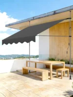 Tenda da Sole Retrattile Manuale con Manovella per Balcone | Tenda da Sole per Patio Senza Foratura | Tenda da Sole Telescopica per Balcone (150/200/250/350 cm)
