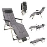 Sdraio Pieghevole da Giardino con Schienale Regolabile, Sedia Relax con Cuscino