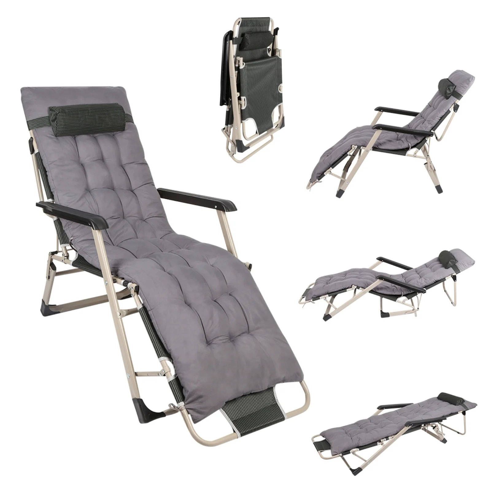 S1e382f9364c34a81a1b417f382dadf70z.webp Sdraio Pieghevole da Giardino con Schienale Regolabile, Sedia Relax con Cuscino