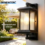 Lampada da Parete LED Retrò per Esterni IP65 Impermeabile, Corpo in Alluminio, Luce da Cortile Nera, Applique da Esterno per Portico, Giardino, Balcone
