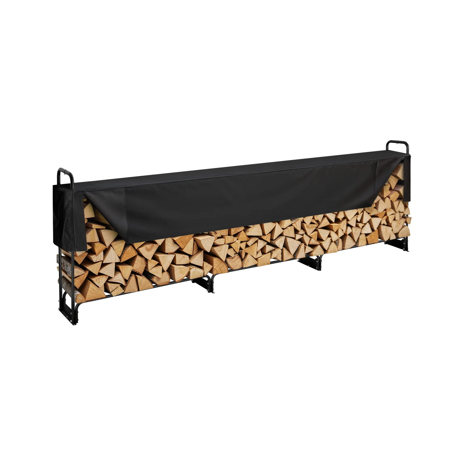 S2468015d0e144445a14fa11e53922a66h.webp SucceBuy Porta legna da ardere da esterno da 12,7 piedi con copertura Porta legna da ardere resistente e copertura impermeabile Oxford 600D per camino da patio