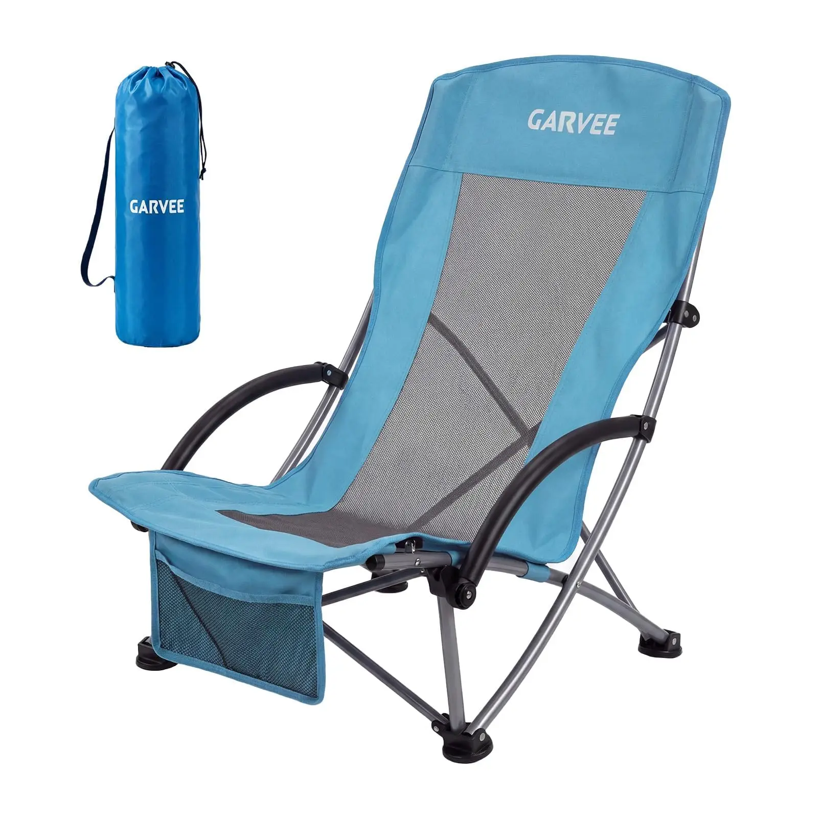 S26538891de594ad7826fa2bbab0662ada.webp Sedia da Spiaggia Pieghevole con Schienale Alto | Telaio in Acciaio Robusto | Tessuto a Rete Blu | 59,7x71,6x82 cm